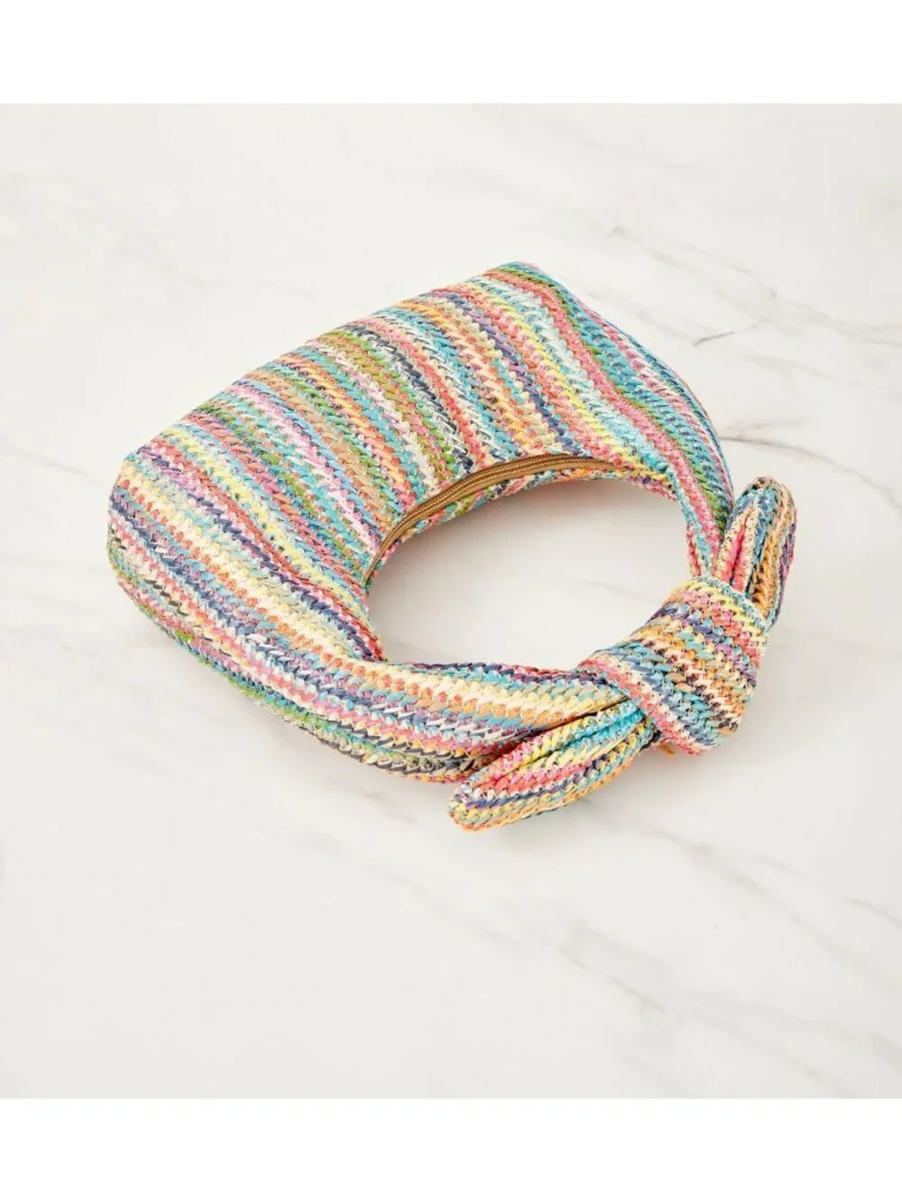 Women’s Rainbow4 Straw Woven Clutch Purse Crossbody Evening Wedding Handbag